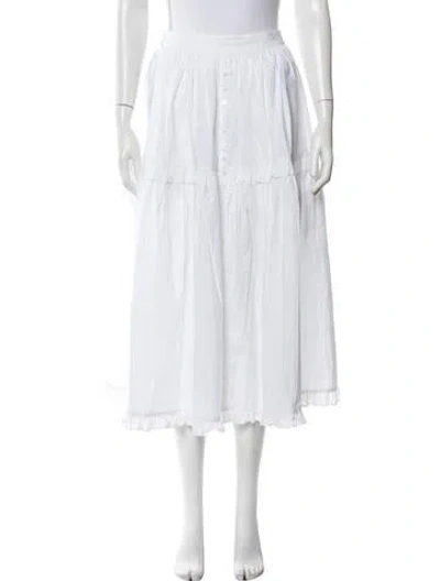 Pre-owned Joslin Midi Length Skirt In White