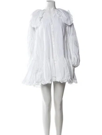 Pre-owned Joslin Mini Dress In Neutrals/white