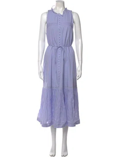 Pre-owned Joslin Mock Neck Long Dress In Purple