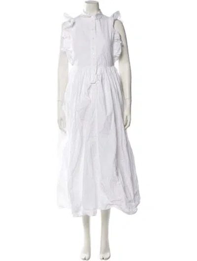 Pre-owned Joslin Mock Neck Long Dress In White
