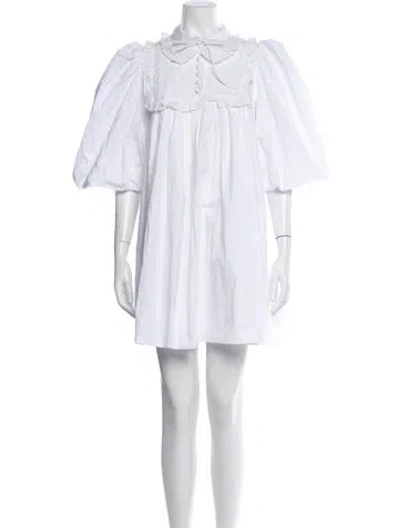 Pre-owned Joslin Mock Neck Mini Dress In White