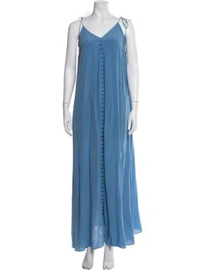 Pre-owned Joslin Silk Long Dress In Blue