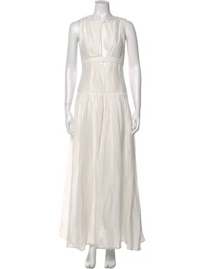 Pre-owned Joslin Silk Long Dress In Neutral