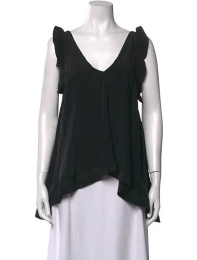 Pre-owned Joslin Silk V-neck Top In Black