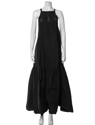 Pre-owned Joslin Square Neckline Long Dress In Black