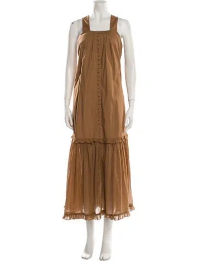 Pre-owned Joslin Square Neckline Long Dress In Brown