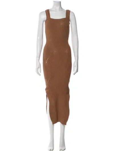Pre-owned Joslin Square Neckline Long Dress In Brown