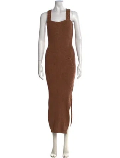 Pre-owned Joslin Square Neckline Long Dress W/ Tags In Brown