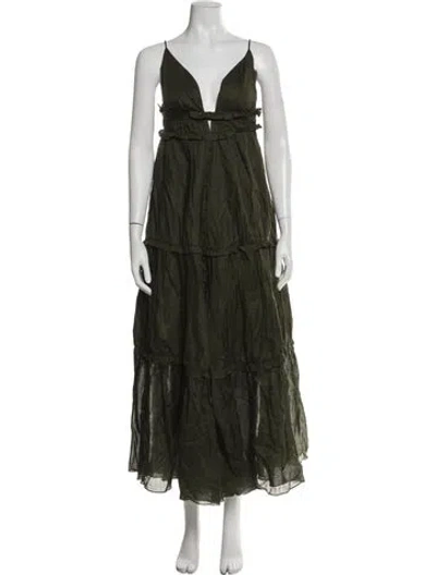 Pre-owned Joslin Square Neckline Midi Length Dress W/ Tags In Green