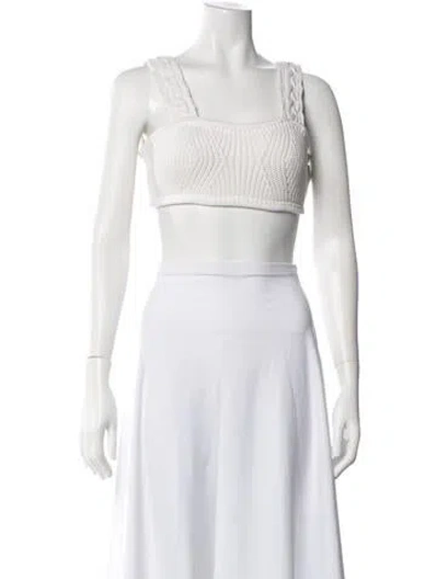 Pre-owned Joslin Square Neckline Sleeveless Crop Top In White