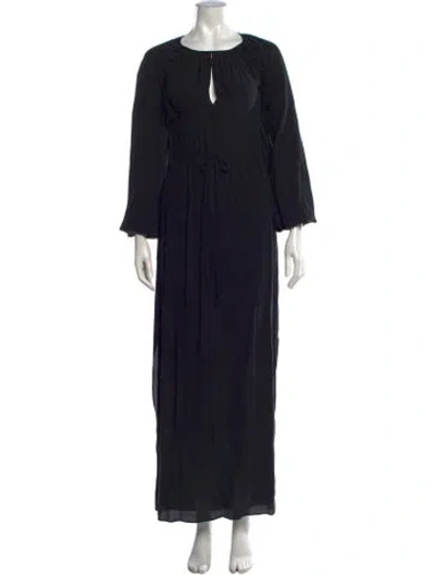 Pre-owned Joslin V-neck Long Dress In Black
