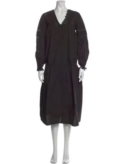 Pre-owned Joslin V-neck Midi Length Dress W/ Tags In Gray