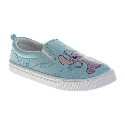 Josmo Disney Stitch & Angel Slipon Low Top Canvas Sneakers Girls' Easy Slipon Fun Design Everyday Wear Dur In Blue