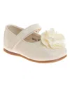 Josmo Infant Hook And Loop Flowery Dress Shoes In Beige Patent
