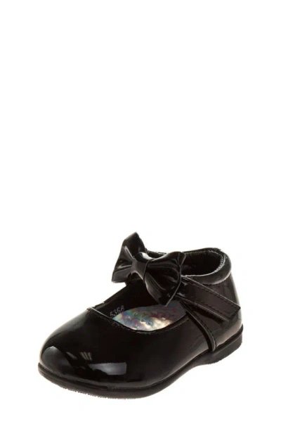Josmo Kids' Ankle Bow Flat In Black Patent