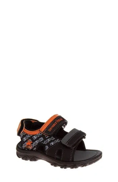 Josmo Kids' Beverly Hills Polo Club Sandal In Black/orange