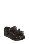 Josmo Kids' Floral Mary Jane Flat In Black Patent