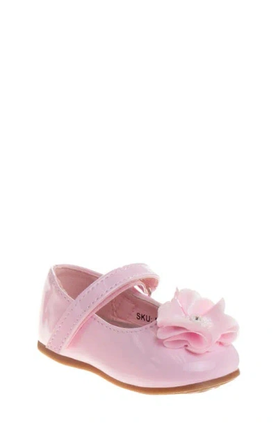 Josmo Kids' Floral Mary Jane Flat In Pink Patent