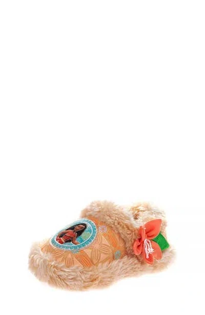Josmo Kids' Moana Aline Faux Shearling Graphic Slipper In Brown