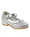 Josmo Kids' Little Girls Strap Low Heeled Dress Shoes In Silver Glitter