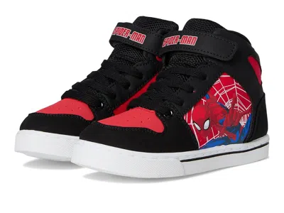 Josmo Spiderman High Top Sneaker (little Kid/big Kid) Boy's Shoes Red/black : 2 Little Kid M, Synthetic In Multi