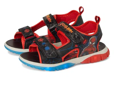 Josmo Spiderman Lighted Sandal (toddler/little Kid) Boys Shoes Black/red : 10 Toddler M, Synthetic In Multi