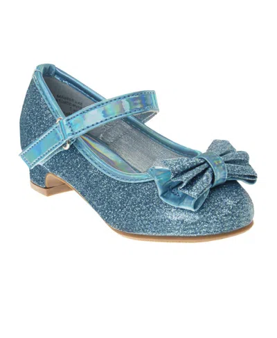 Josmo Kids' Toddler And Little Girls Low Heeled Bow Detail Dress Shoe In Blue