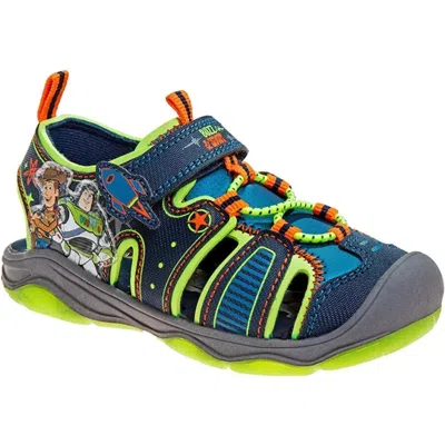Josmo Kids' Toy Story Lighted Sandal Navy Lime Closed Toe Fisherman Zogg2312 In Brown