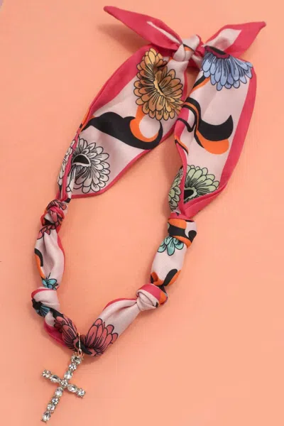 Josslyn By Wall To Wall Women's Handcrafted Scarf Necklaces In Pink Floral In Multi