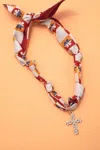 Josslyn By Wall To Wall Women's Handcrafted Scarf Necklaces In Red Multi In Multi