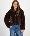 Jou Jou Juniors' Faux-fur Bomber Jacket In Brown