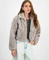 Jou Jou Juniors' Faux-fur Bomber Jacket In Gray