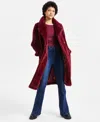 Jou Jou Juniors' Faux-fur Double-breasted Coat, Created For Macy's In Burgundy