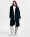 Jou Jou Juniors' Faux-fur Double-breasted Coat, Created For Macy's In Hunter Green