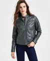 Jou Jou Juniors' Faux-fur-lined Moto Jacket, Created For Macy's In Dark Sage