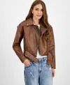 Jou Jou Juniors' Faux-leather Belted Jacket