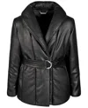 Jou Jou Little & Big Girls Belted Puff-collar Coat In Black