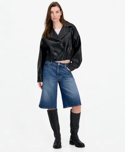 Jou Jou Women's Cropped Faux-leather Jacket In Black