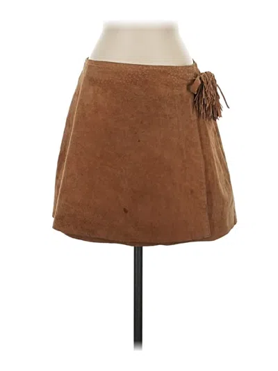 Pre-owned Joujou Leather Skirt In Brown