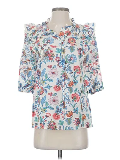 Pre-owned Joules 3/4 Sleeve Blouse In White