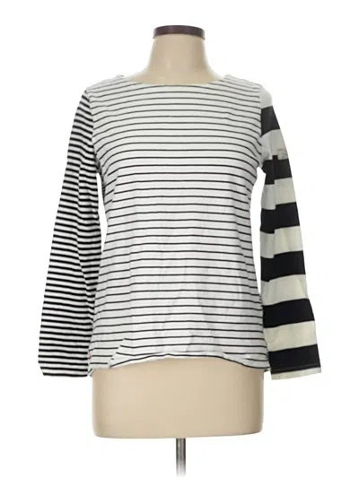 Pre-owned Joules 3/4 Sleeve Top Gray Stripes Pattern Boatneck Tops