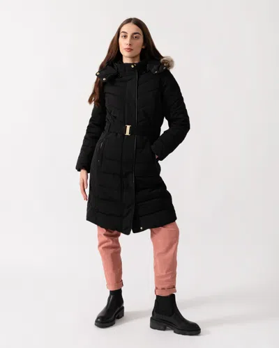 Joules Aspen Womens Long Parka In Black