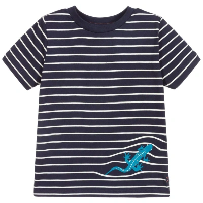 Joules Babies' Boys Blue Stripe T-shirt In Black