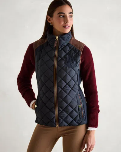 Joules Braemar Luxe Womens Quilted Gilet In Blue