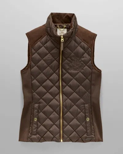 Joules Braemar Luxe Womens Quilted Gilet In Chocolate Brown