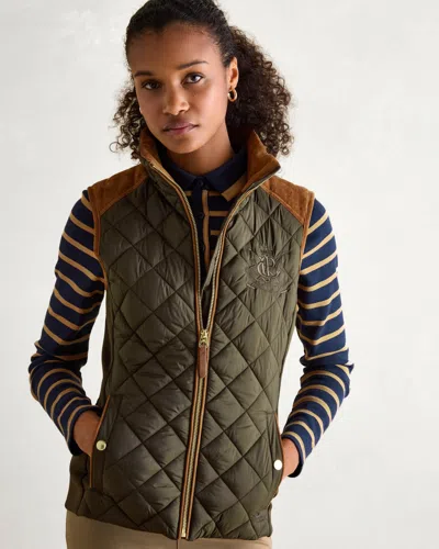 Joules Braemar Luxe Womens Quilted Gilet In Green