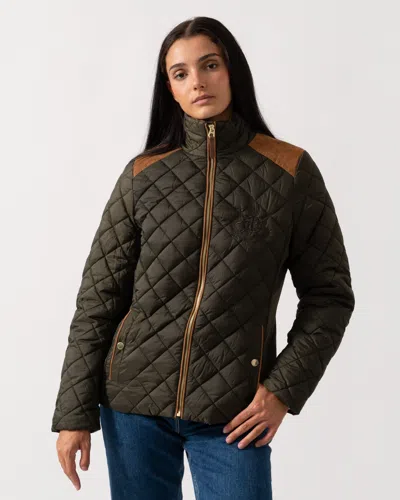 Joules Braemar Luxe Womens Quilted Jacket In Green
