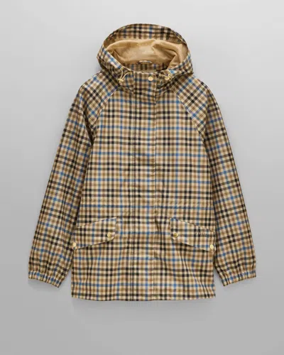 Joules Everdry Womens Packable Raincoat In Tan Check