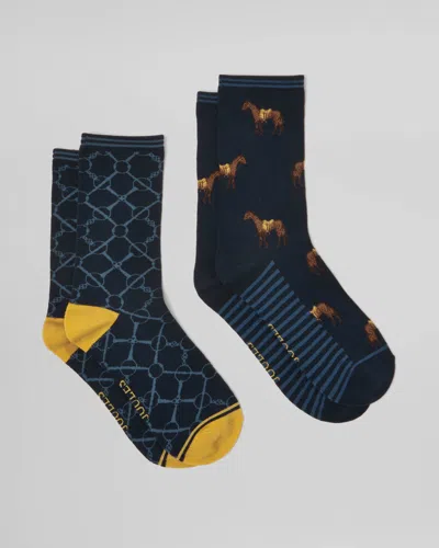 Joules Everyday 2 Pack Womens Socks In Navy Horse