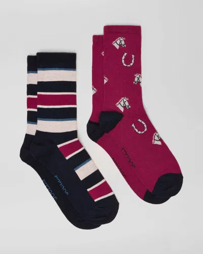Joules Everyday 2 Pack Womens Socks In Red